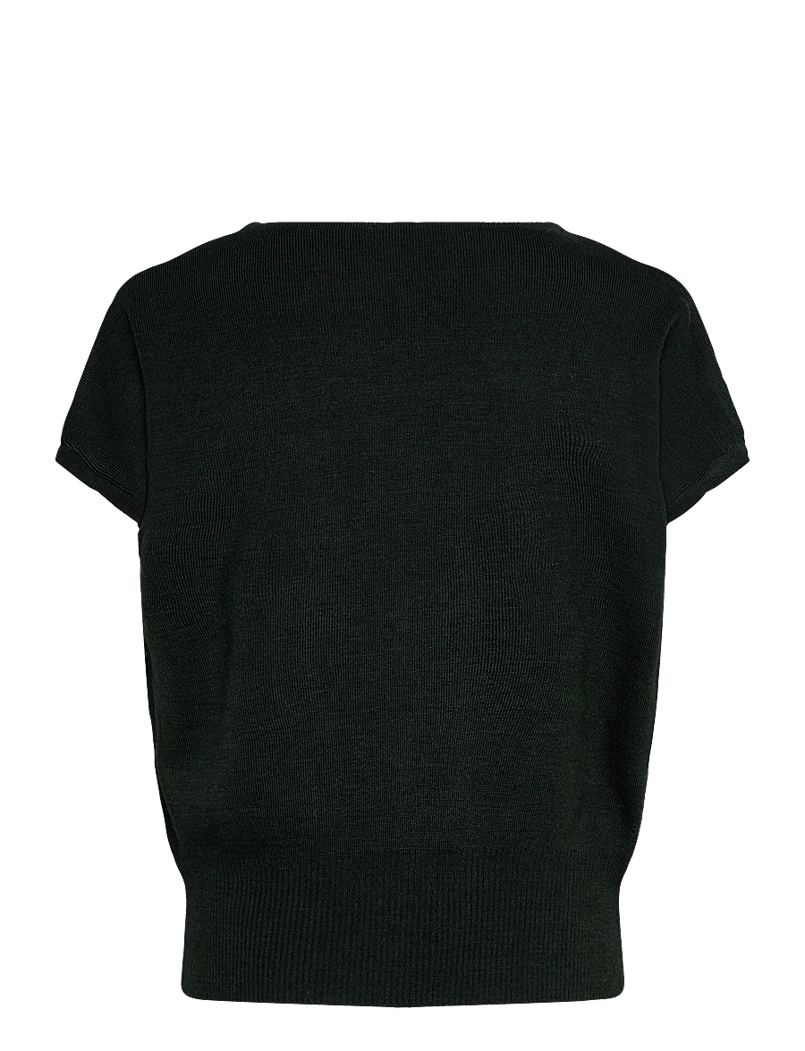 Mango - Short-sleeved top with draped neckline - t-shirts - dark green - 2
