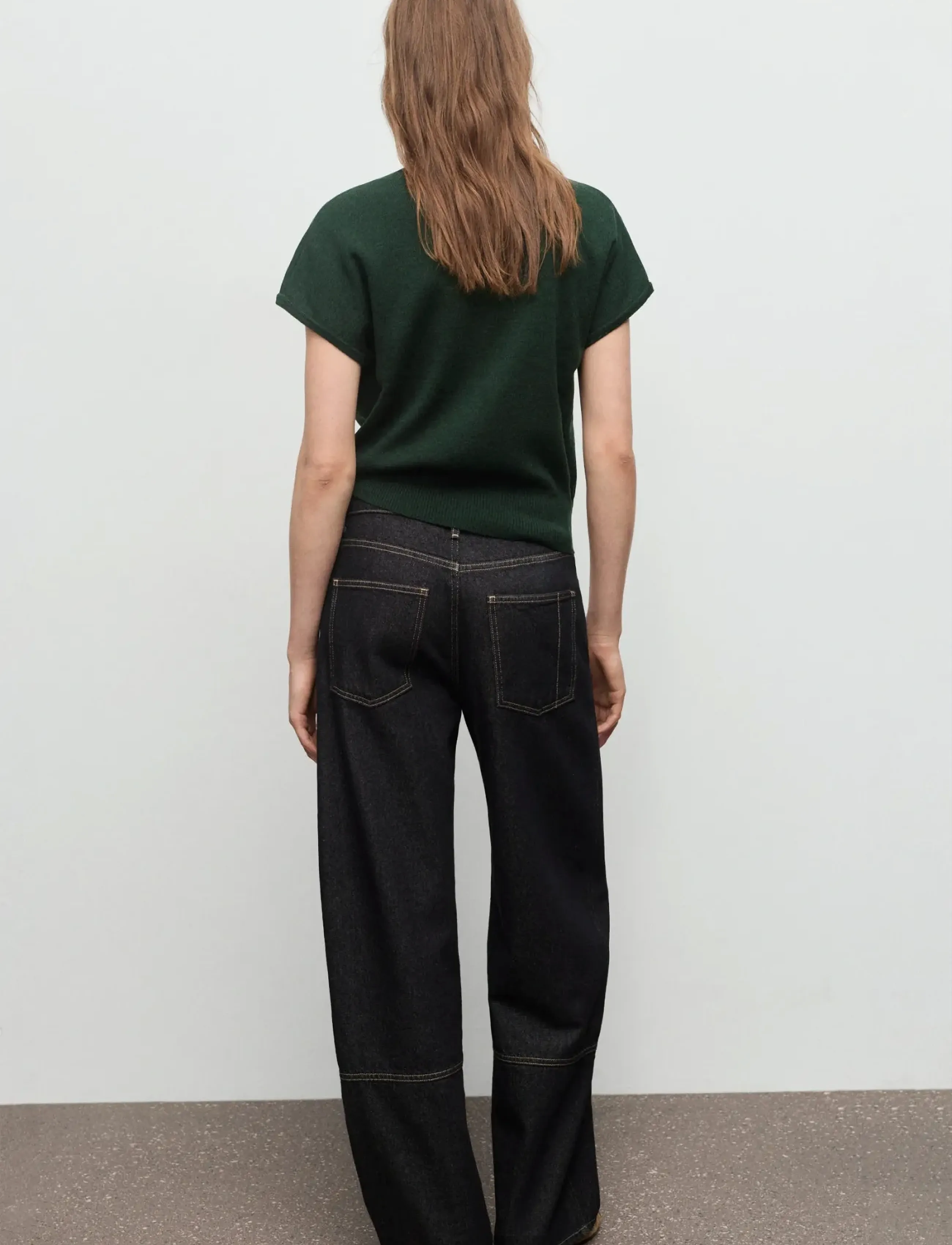 Mango - Short-sleeved top with draped neckline - laveste priser - dark green - 3