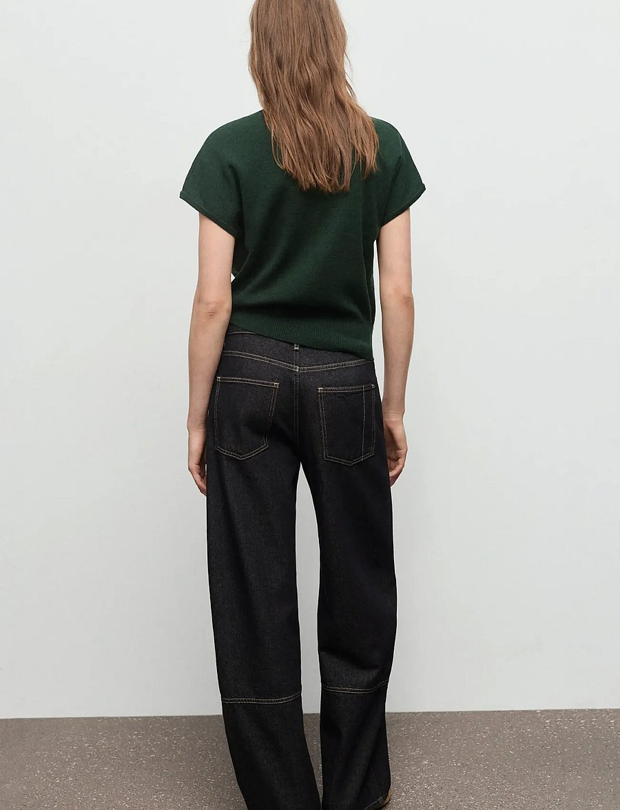 Mango - Short-sleeved top with draped neckline - t-shirts - dark green - 3