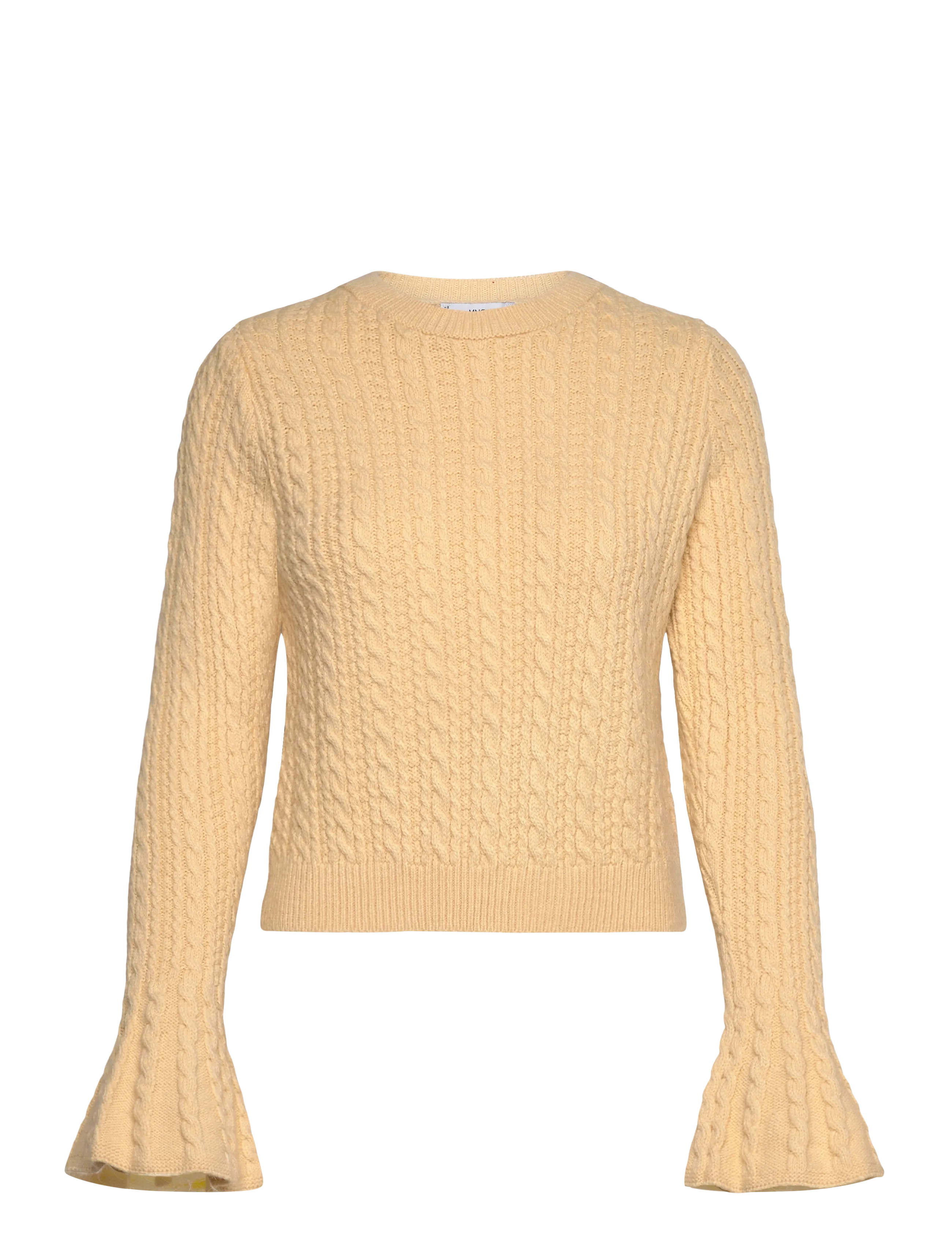 MANGO Cable-Knit Pullover With Flared Sleeves Gelb - L - Damen