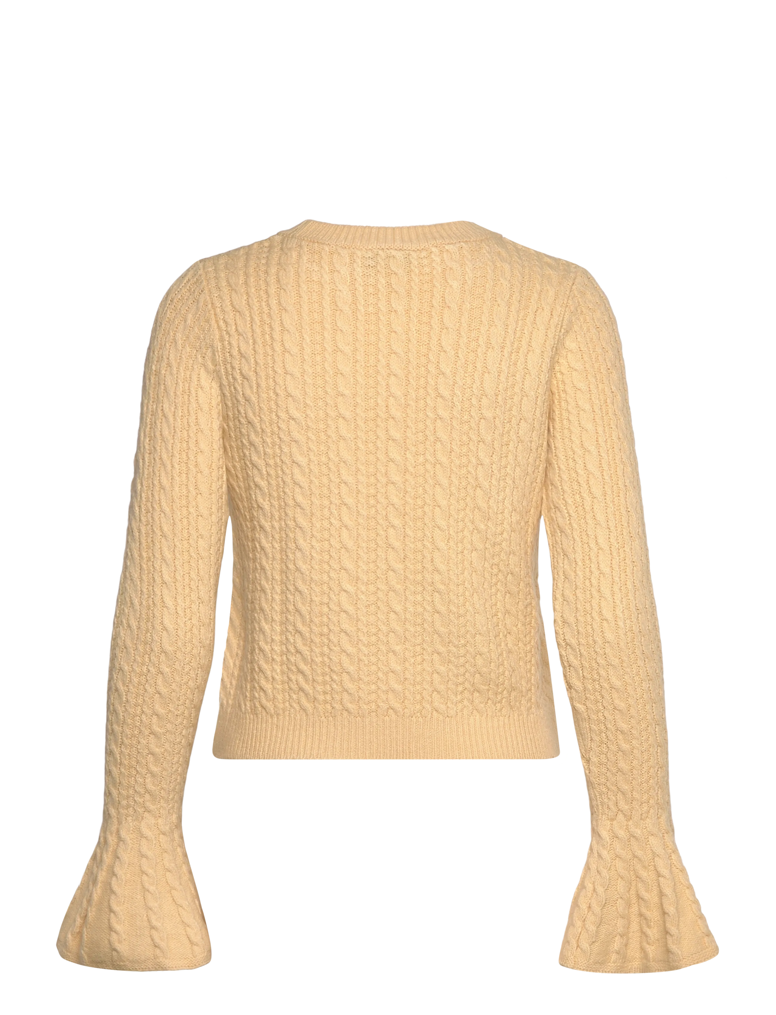 Mango - Cable-knit sweater with flared sleeves - laveste priser - yellow - 2