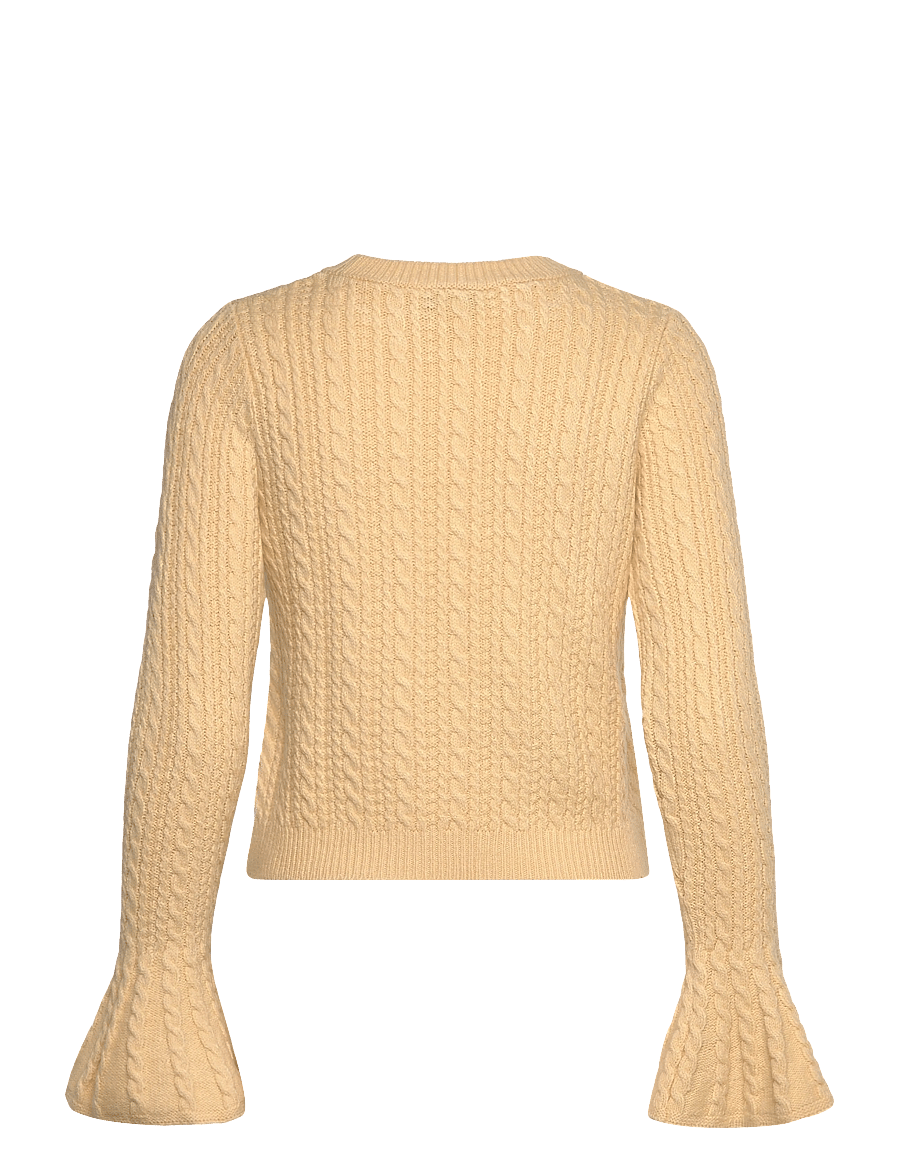 Mango - Cable-knit sweater with flared sleeves - strickjacken - yellow - 2