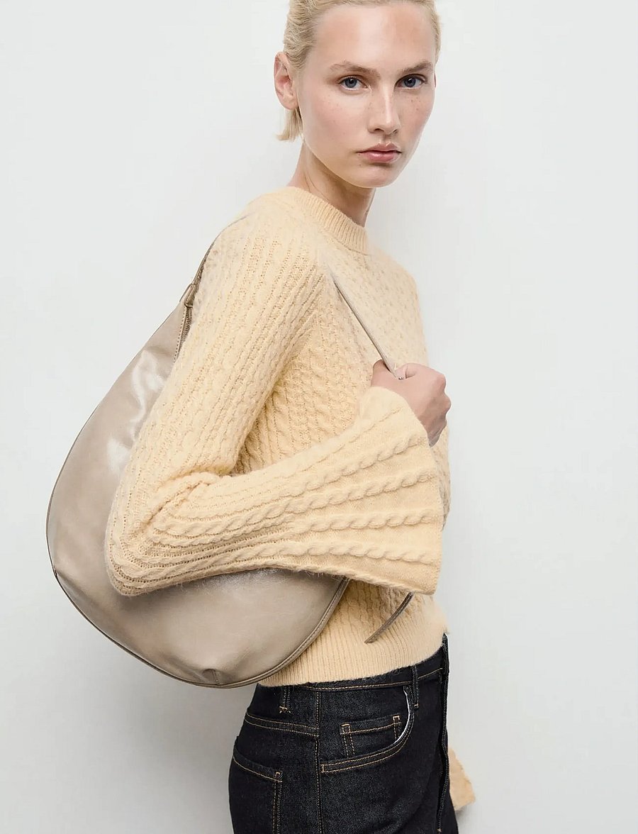 Mango - Cable-knit sweater with flared sleeves - strickjacken - yellow - 0