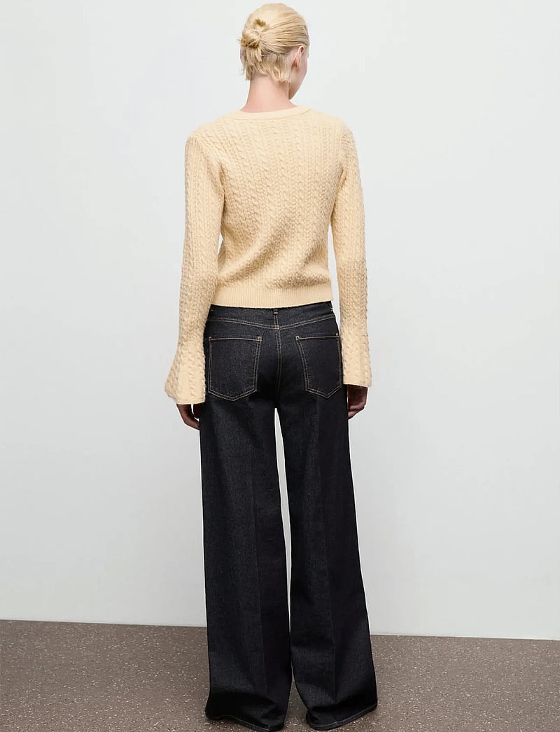 Mango - Cable-knit sweater with flared sleeves - cardigans - yellow - 3