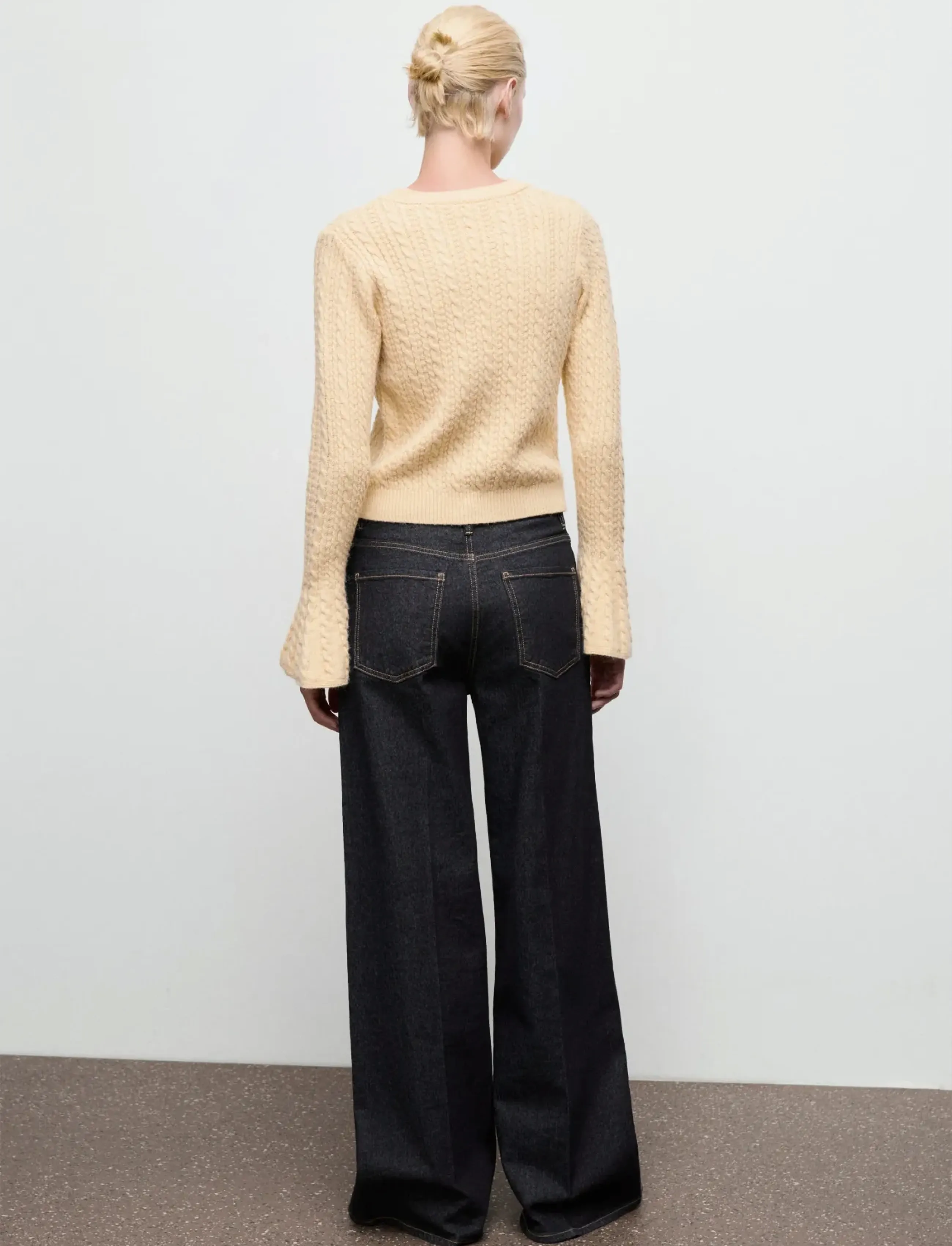 Mango - Cable-knit sweater with flared sleeves - laveste priser - yellow - 3
