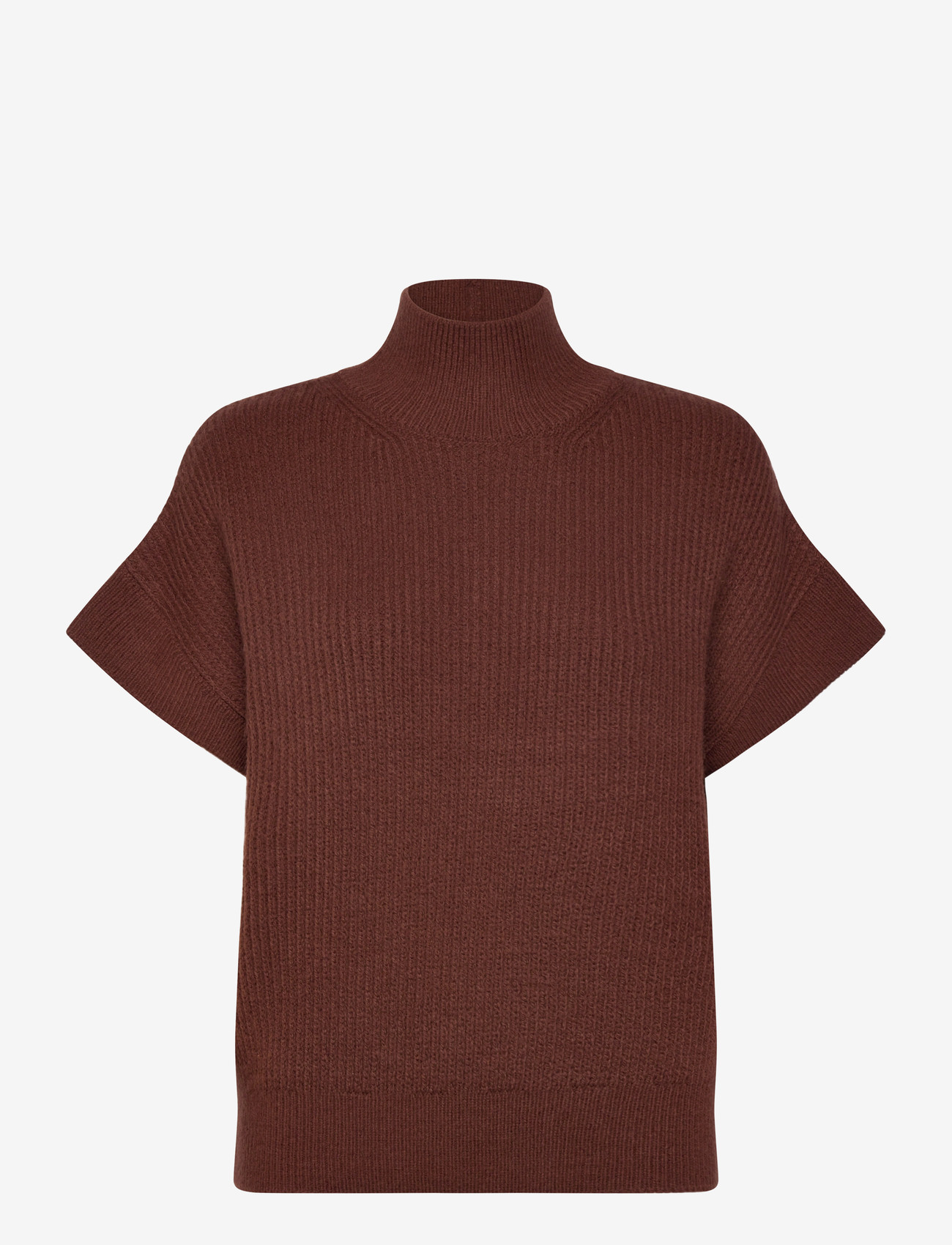 Mango - Perkins-neck short-sleeved sweater - sügisesed riided - brown - 0