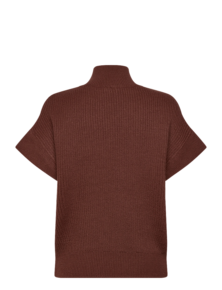 Mango - Perkins-neck short-sleeved sweater - striktrøjer - brown - 2