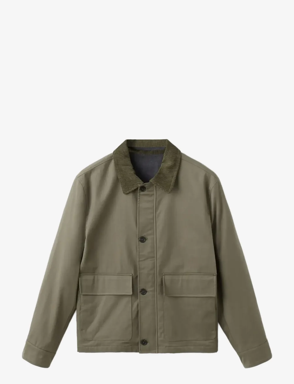 Mango - Water-repellent jacket with corduroy collar - efterårsjakker - dark green - 1