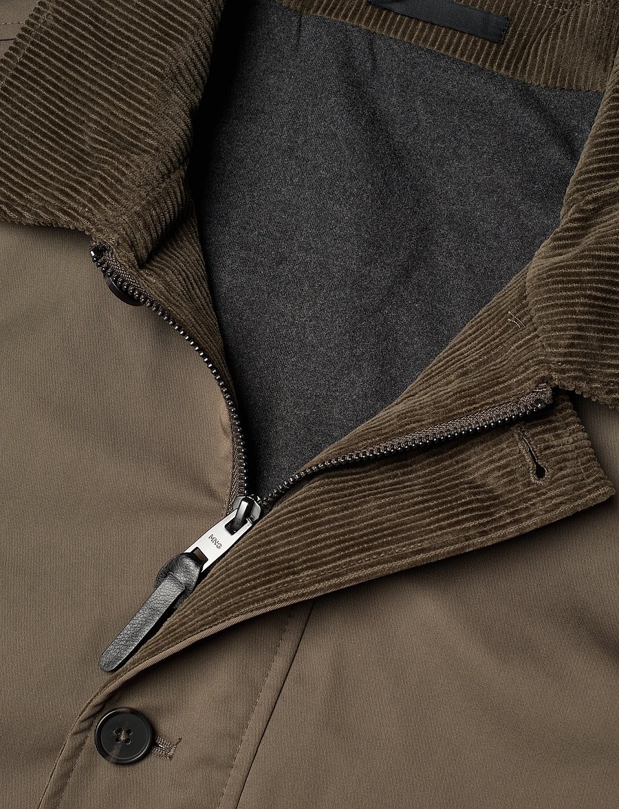 Mango - Water-repellent jacket with corduroy collar - vårjackor - dark green - 4