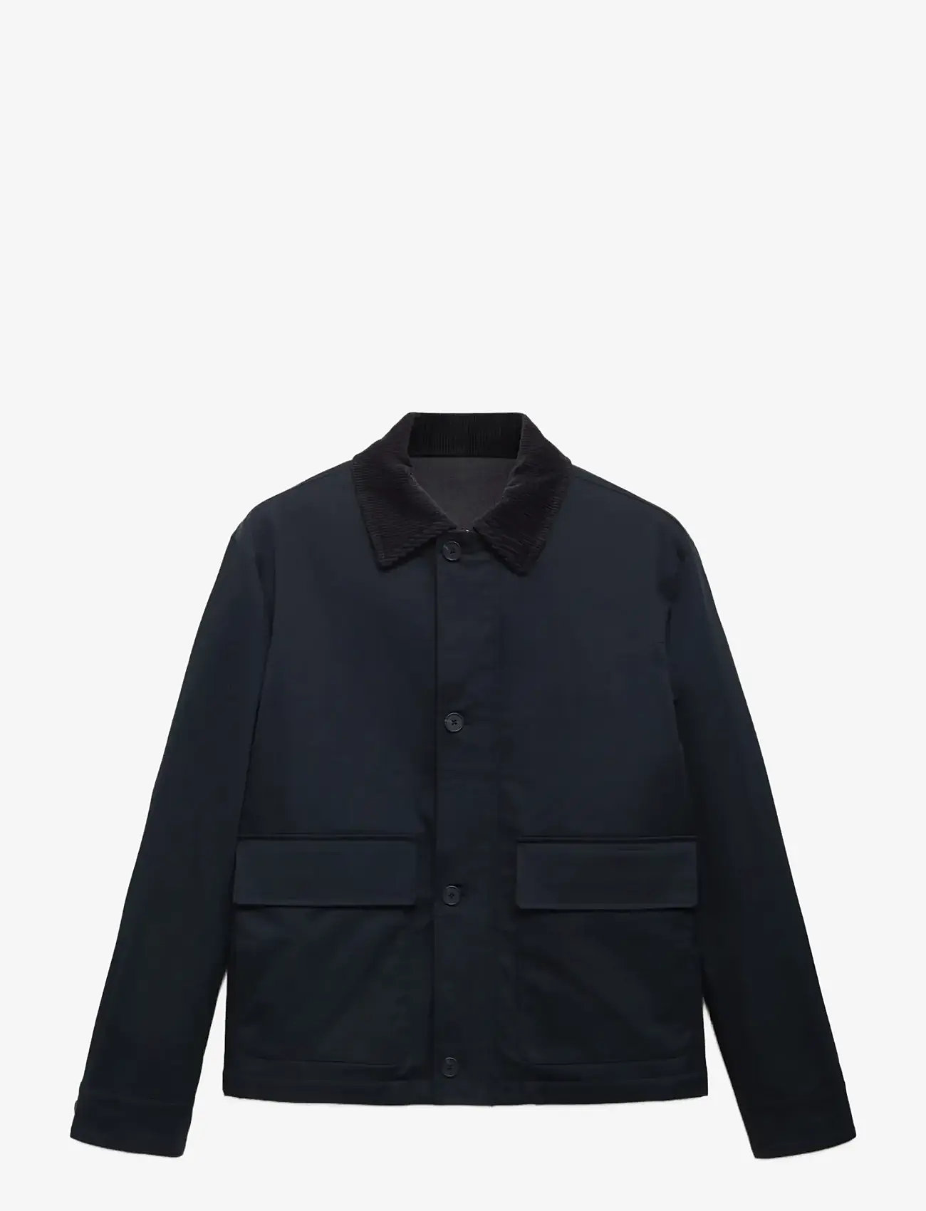 Mango - Water-repellent jacket with corduroy collar - höstjackor - navy - 1