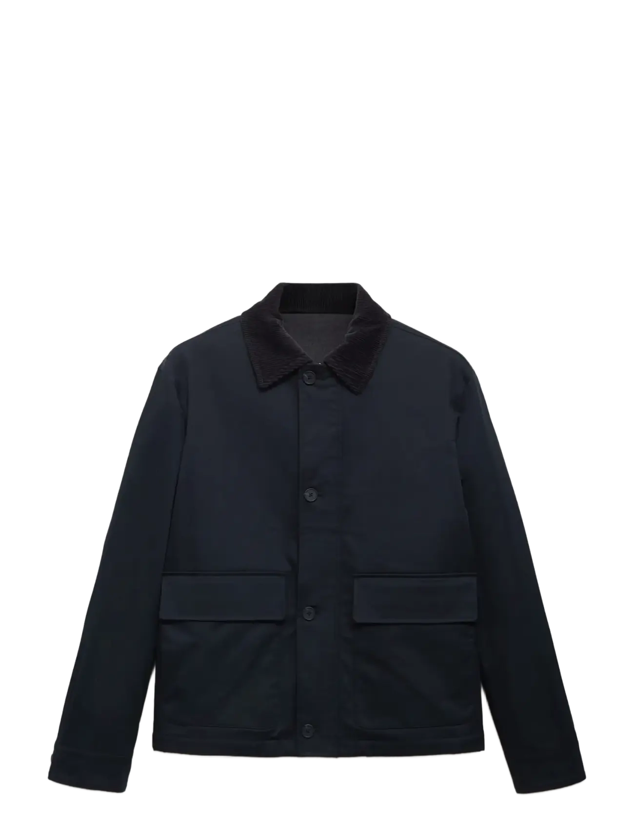 Mango Water-repellent jacket with corduroy collar - Mango - NAVY / navy