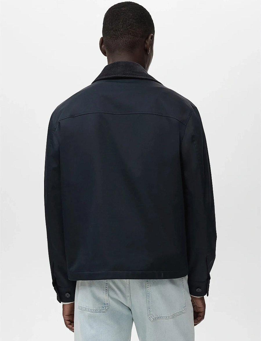 Mango - Water-repellent jacket with corduroy collar - forårsjakker - navy - 2