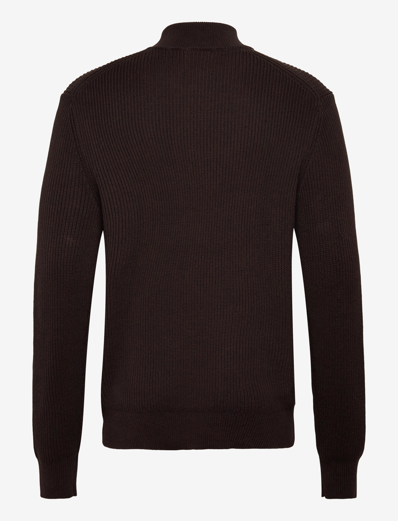 Mango - 100% cotton perkins-neck sweater - pullover mit halbem reißverschluss - dark brown - 2