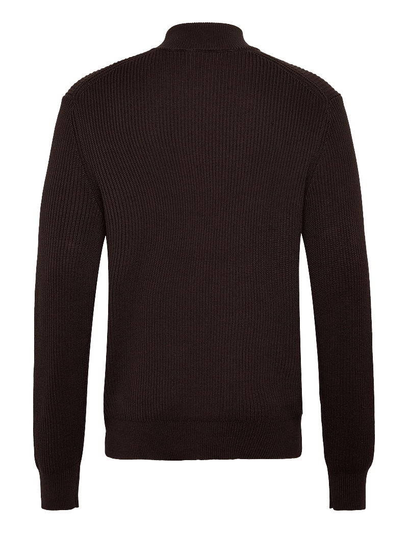 Mango - 100% cotton perkins-neck sweater - pullover mit halbem reißverschluss - dark brown - 2