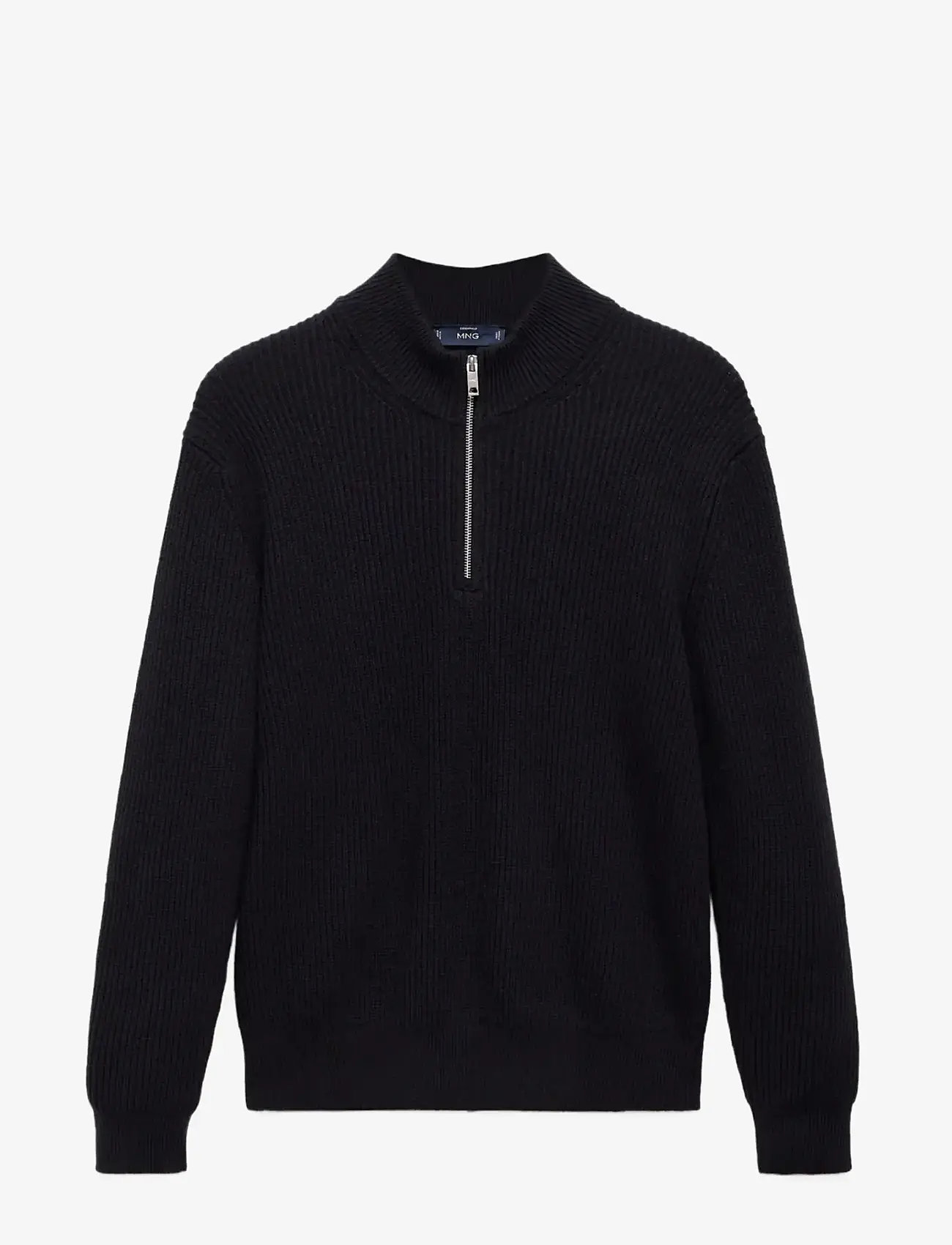 Mango - 100% cotton perkins-neck sweater - efterårstøj - navy - 0