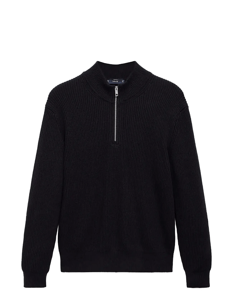 Mango - 100% cotton perkins-neck sweater - half zip-tröjor - navy - 1