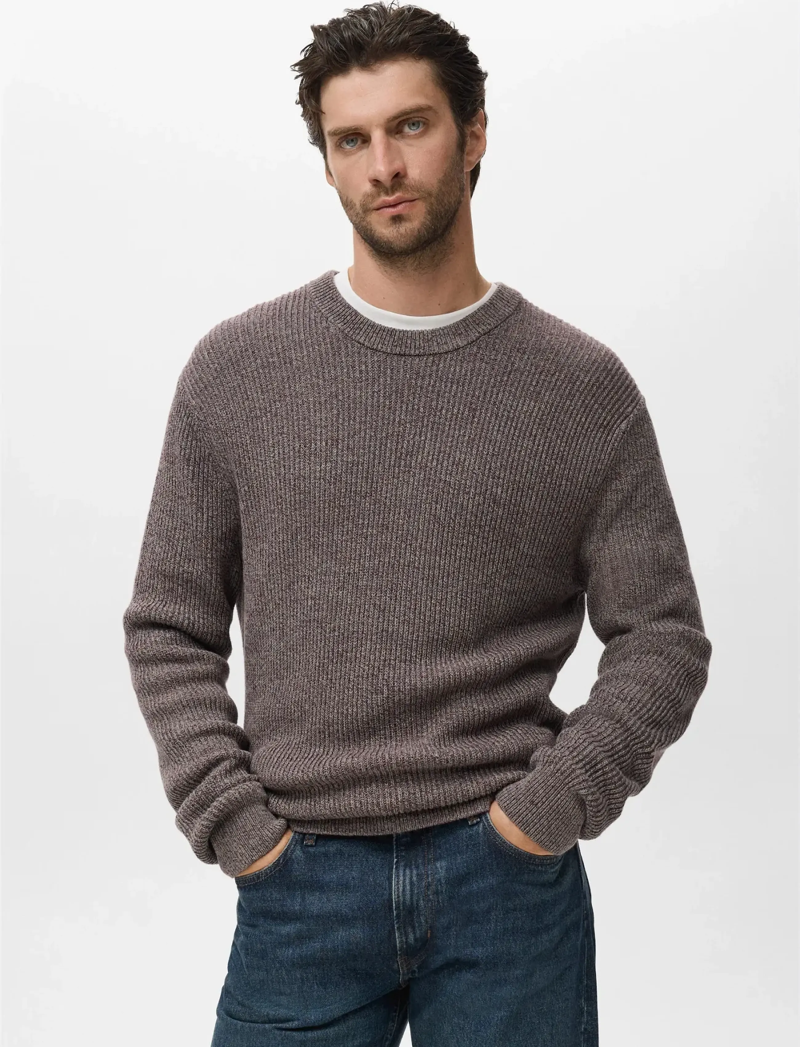 Mango 100% cotton specked jersey - Knitwear - DARK RED / brown