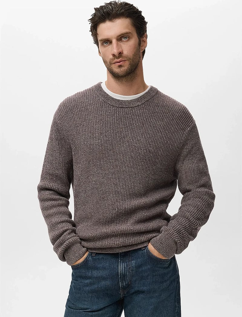 Mango - 100% cotton specked jersey - rund hals - dark red - 0