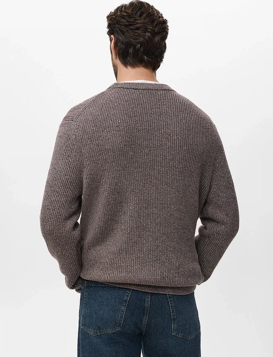 Mango - 100% cotton specked jersey - rund hals - dark red - 3