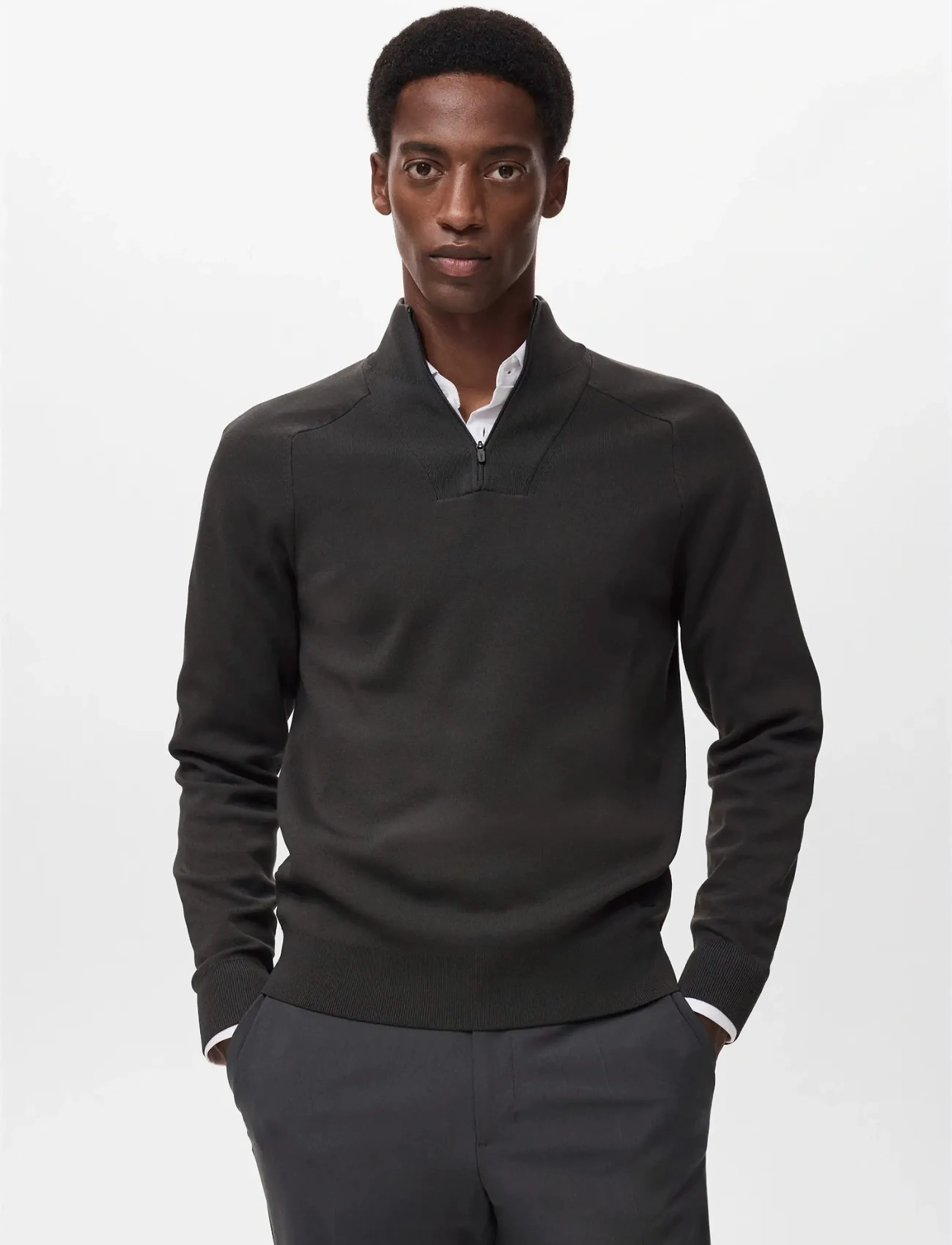 Mango Breathable zip-neck sweater - Looks for less - DARK GREEN / khaki/green