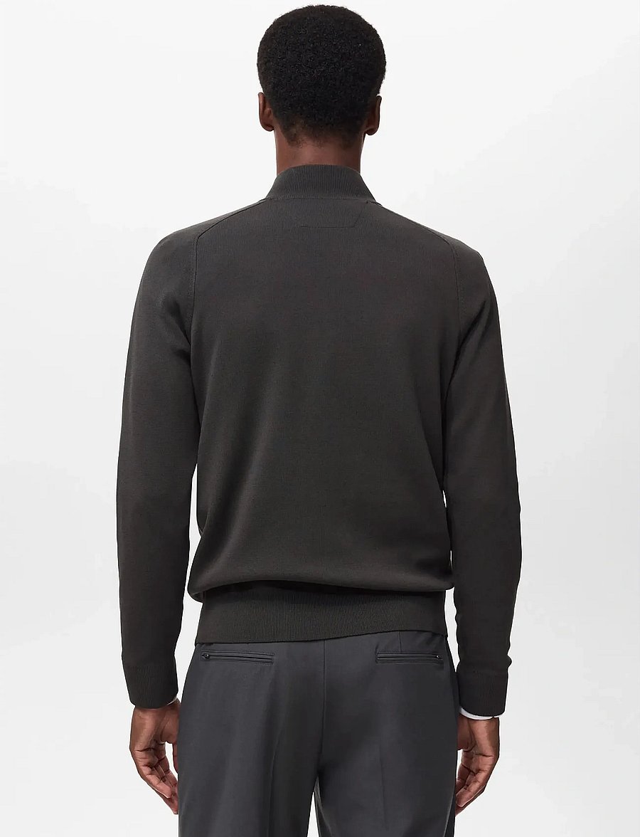 Mango - Breathable zip-neck sweater - pullover mit halbem reißverschluss - dark green - 3