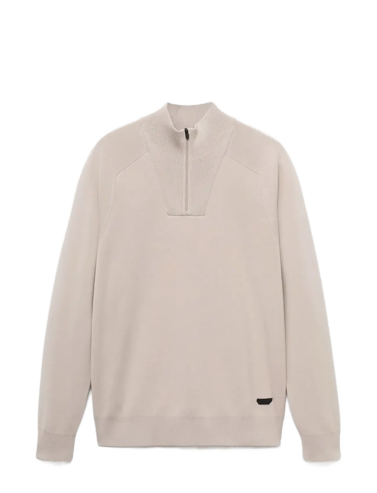MANGO Breathable Zip-Neck Pullover Beige - XXL - Herren