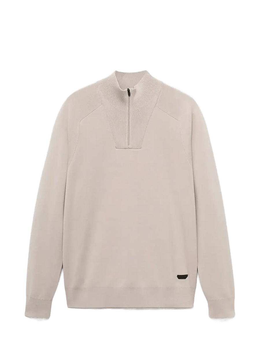 Mango - Breathable zip-neck sweater - half zip-tröjor - light beige - 1