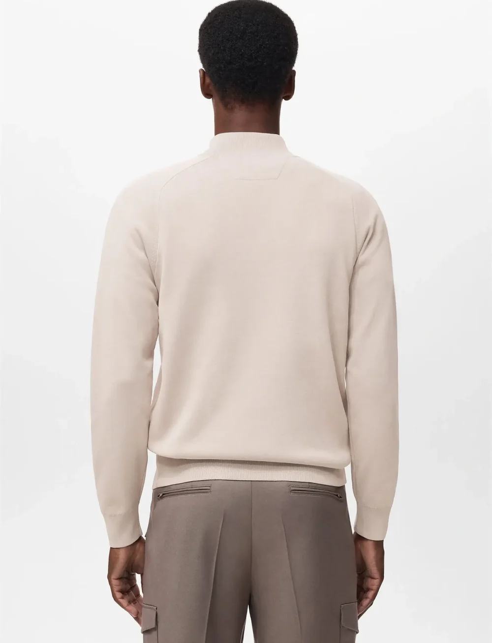 Mango - Breathable zip-neck sweater - rullekraver - light beige - 3