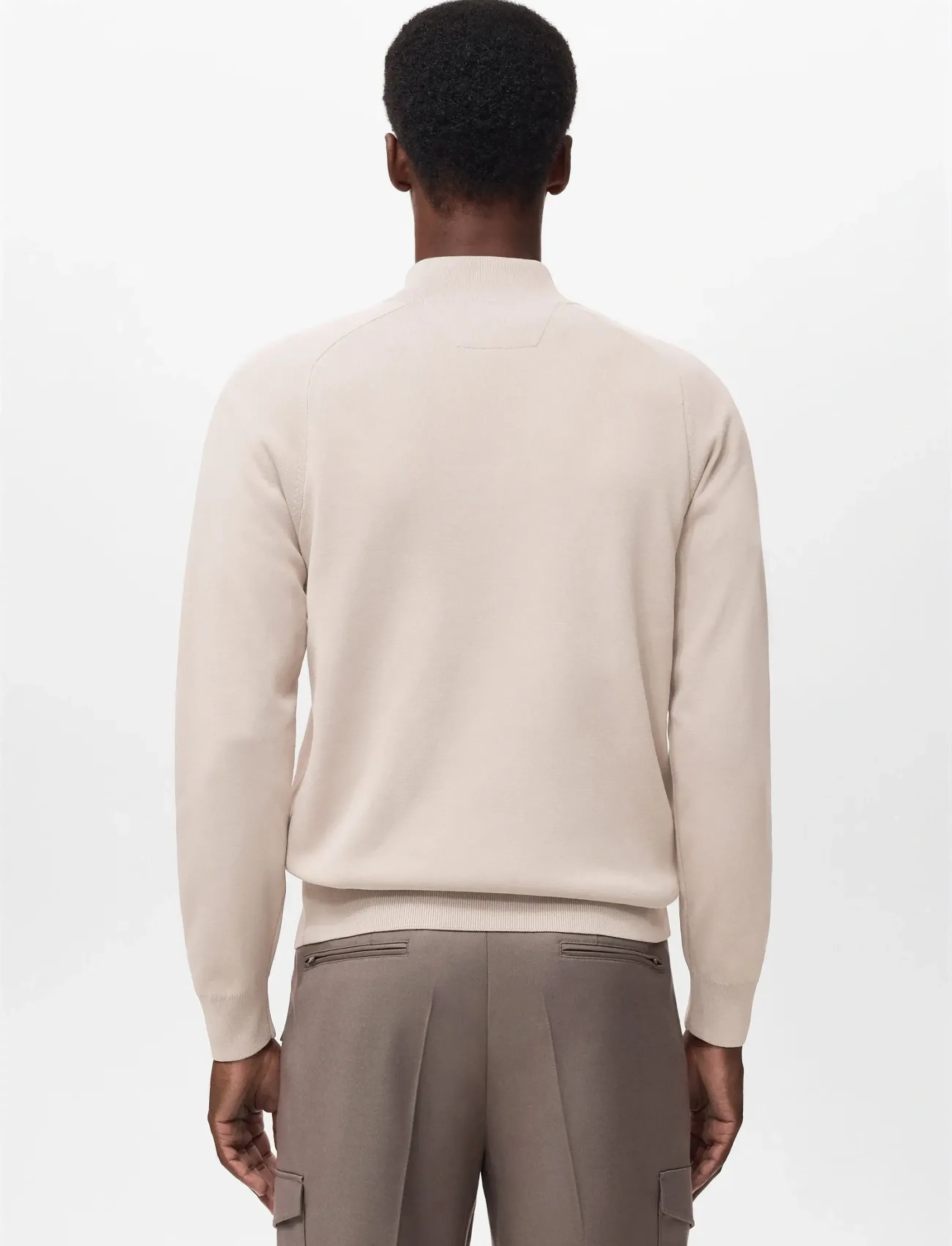 Mango - Breathable zip-neck sweater - stickat - light beige - 3