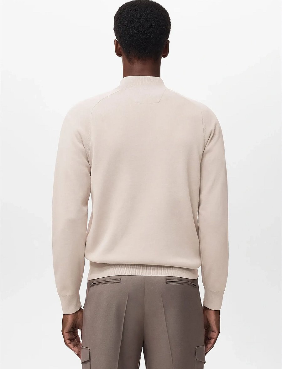 Mango - Breathable zip-neck sweater - half zip-tröjor - light beige - 3