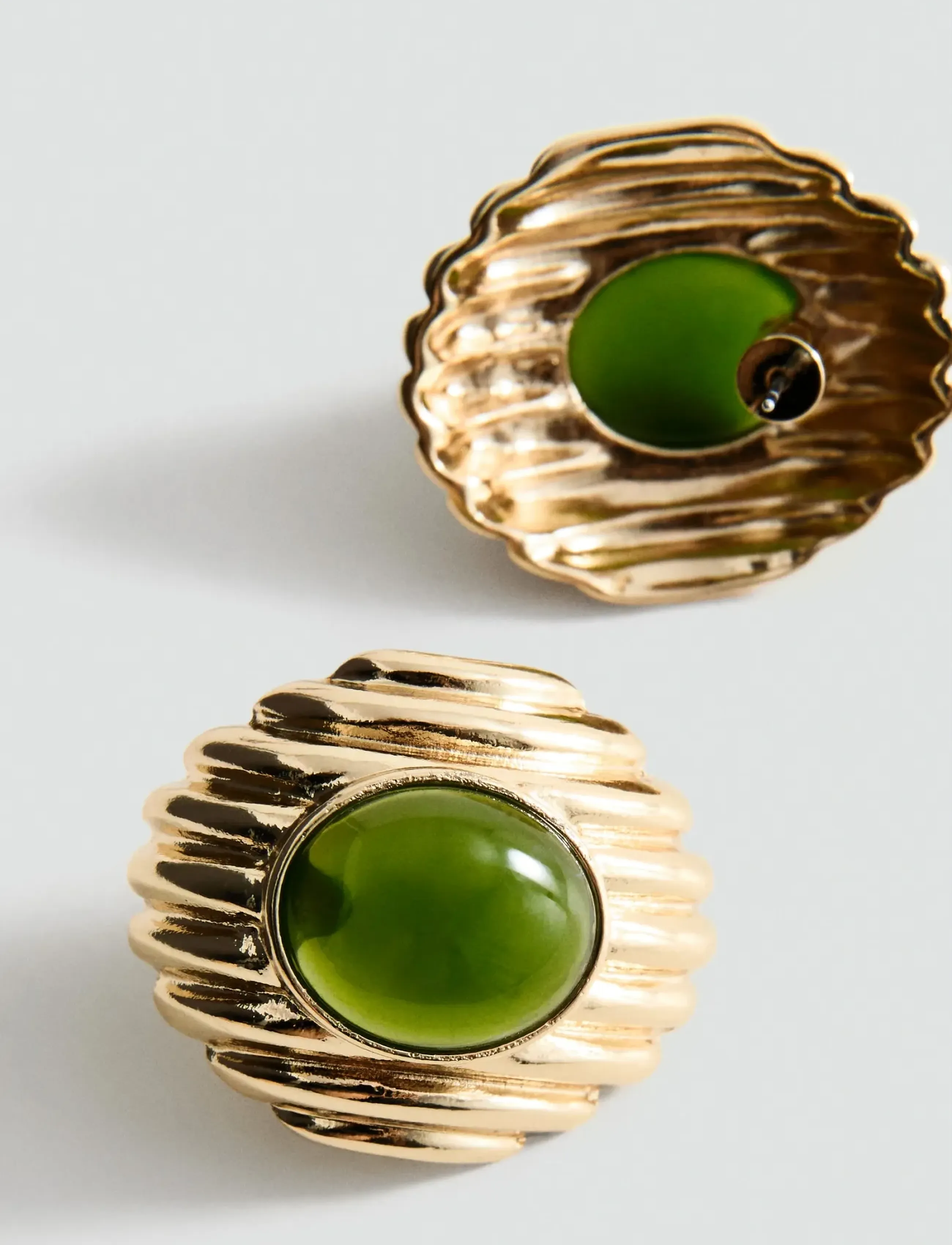 Mango Combined resin stone earrings - Accessoires - GOLD / green