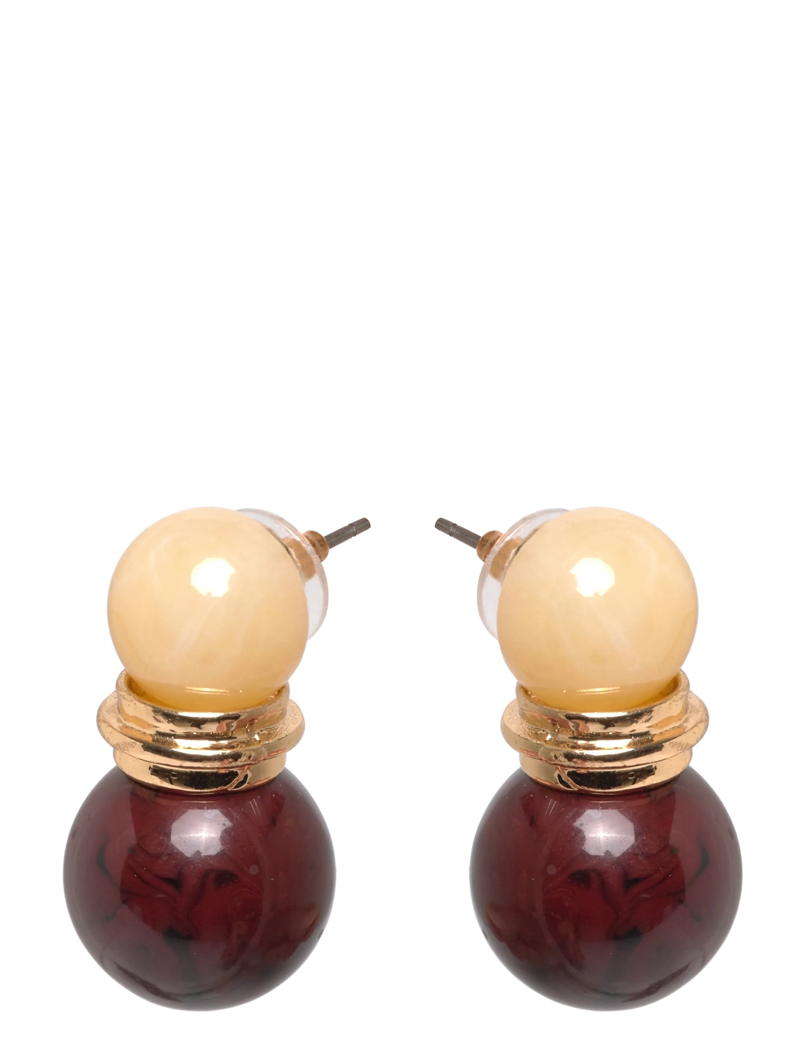 Mango Combined bead earrings - Visa allt - BROWN / gold