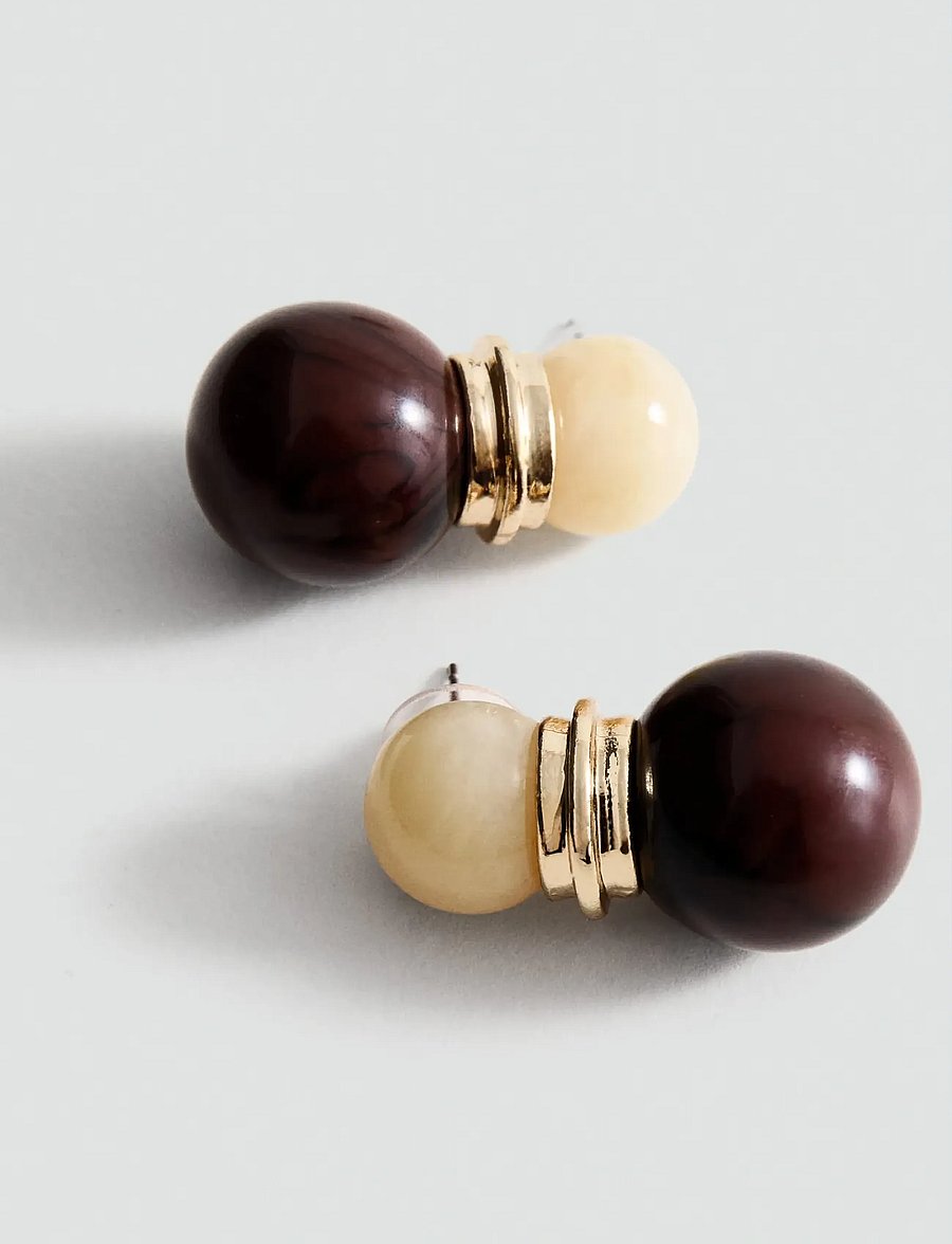 Mango - Combined bead earrings - studs örhängen - brown - 0