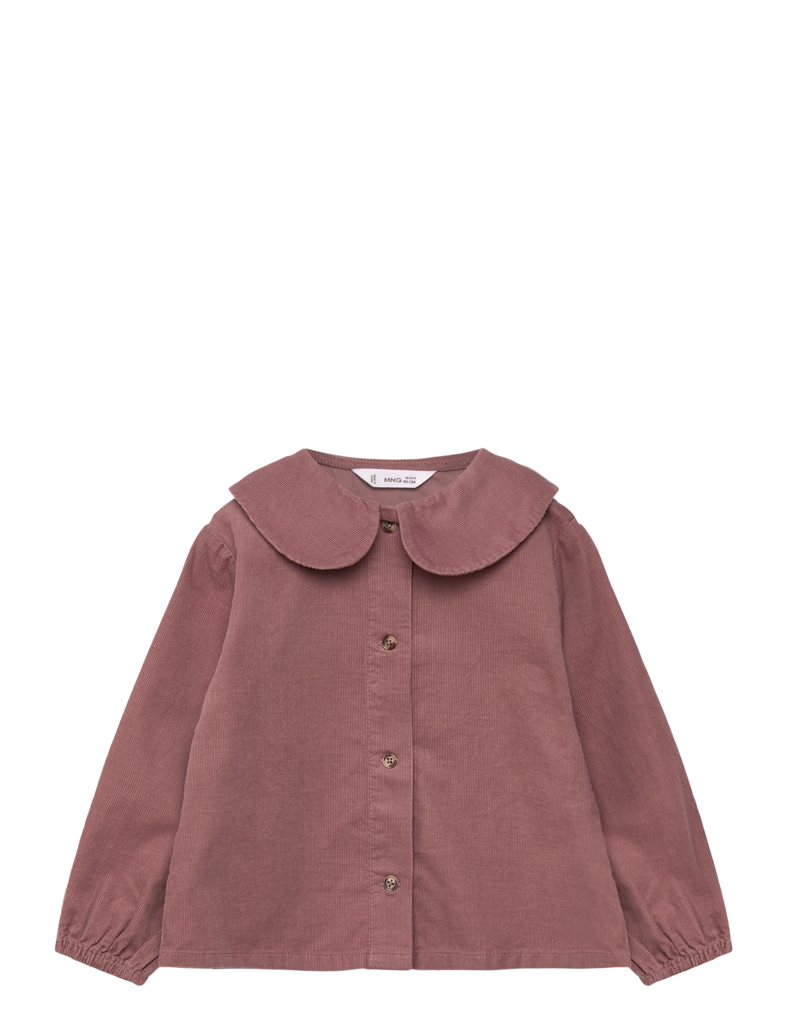 Mango Corduroy blouse with baby collar - Tøj - PINK / pink/rose
