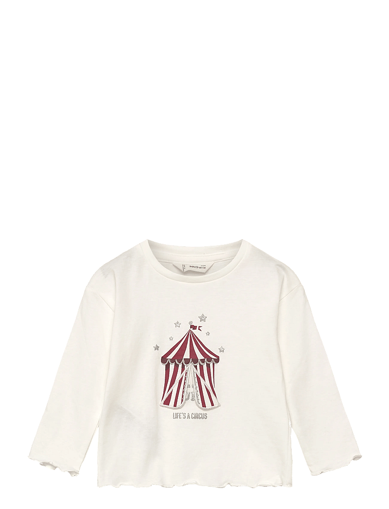 Mango - T-shirt with embroidered glitter - långärmade t-shirts - natural white - 0