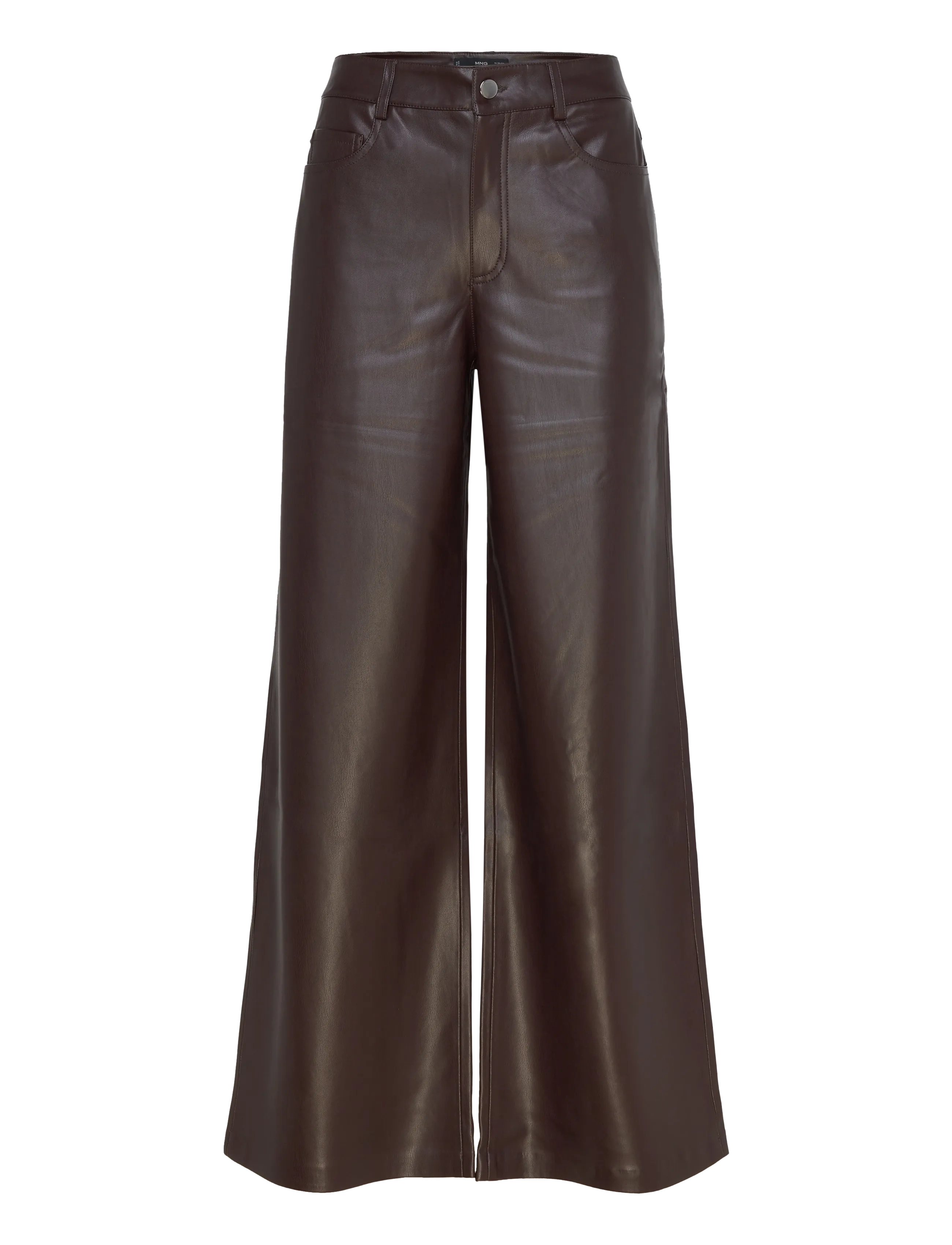 MANGO Straight-Bein Faux-Leder Hosen Braun - 34 - Damen