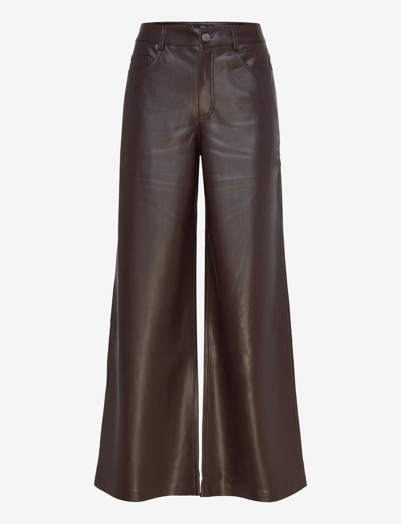 Mango - Straight-leg faux-leather trousers - lederhosen - dark red - 0