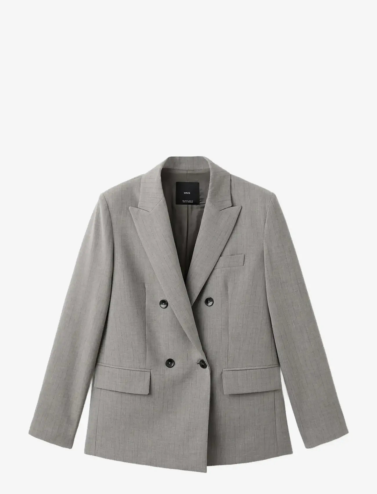 Mango - Double-breasted wool blend blazer - dubbelknäppta kavajer - grey - 1