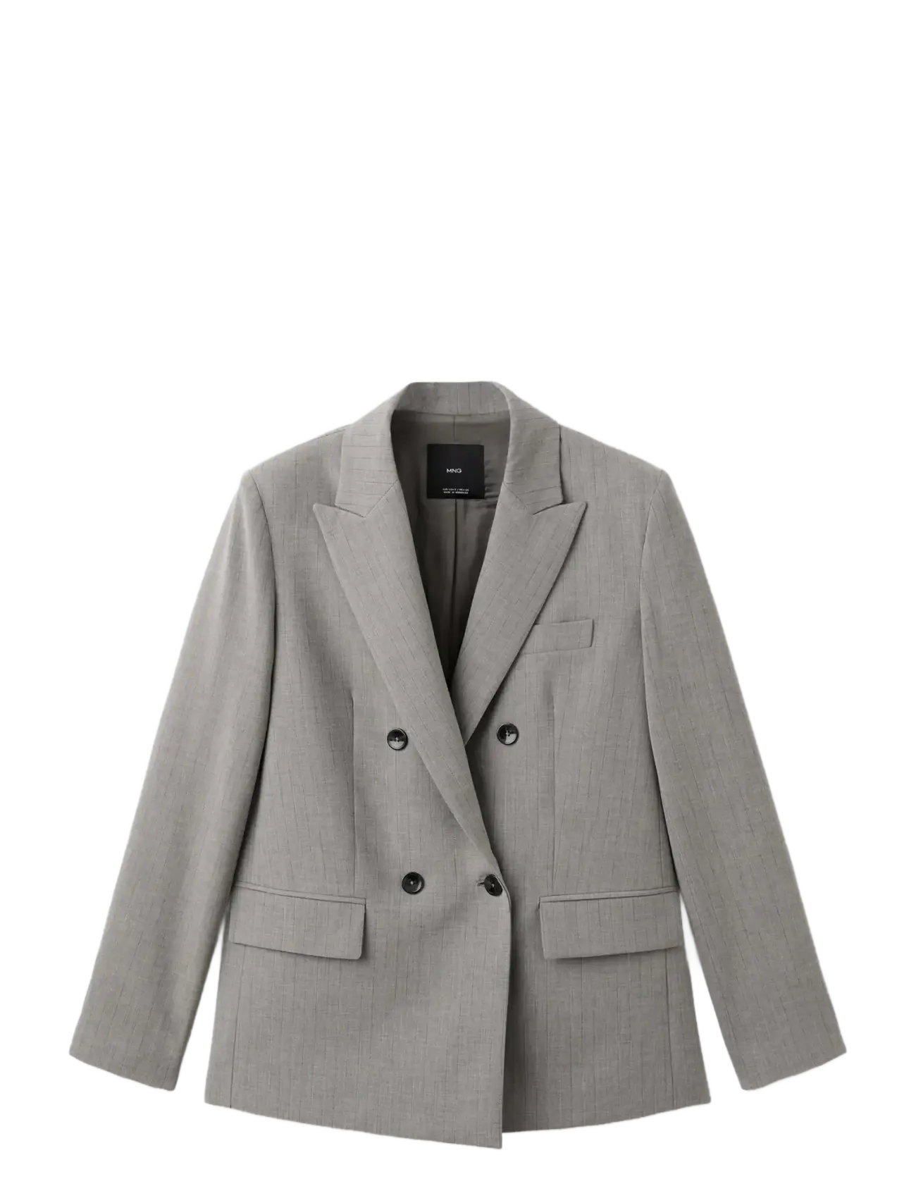Double-breasted wool blend blazer - GREY
