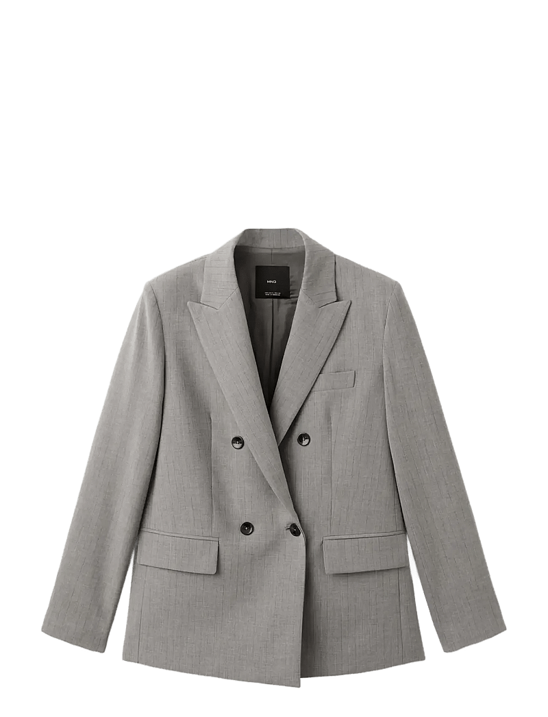 Mango - Double-breasted wool blend blazer - dubbelknäppta kavajer - grey - 1