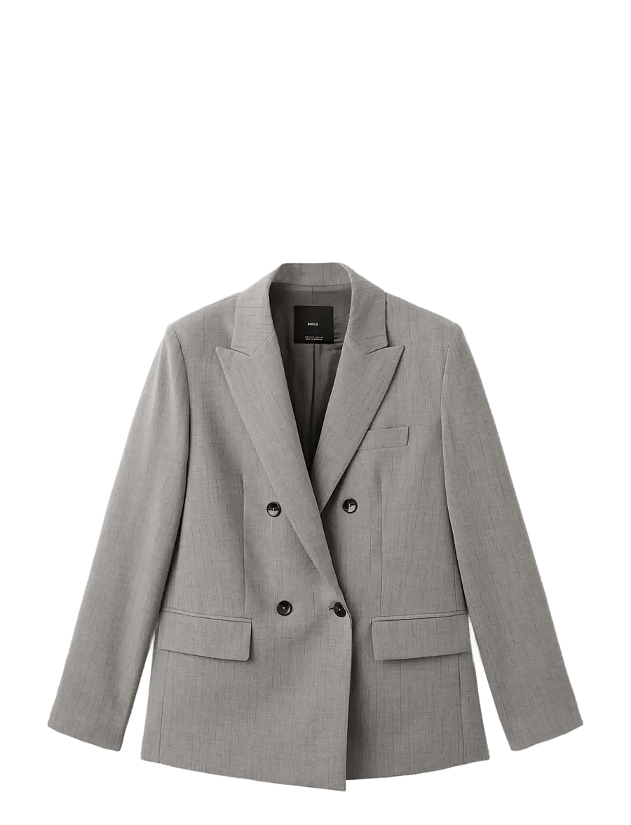 Mango - Double-breasted wool blend blazer - dobbeltradede blazere - grey - 1