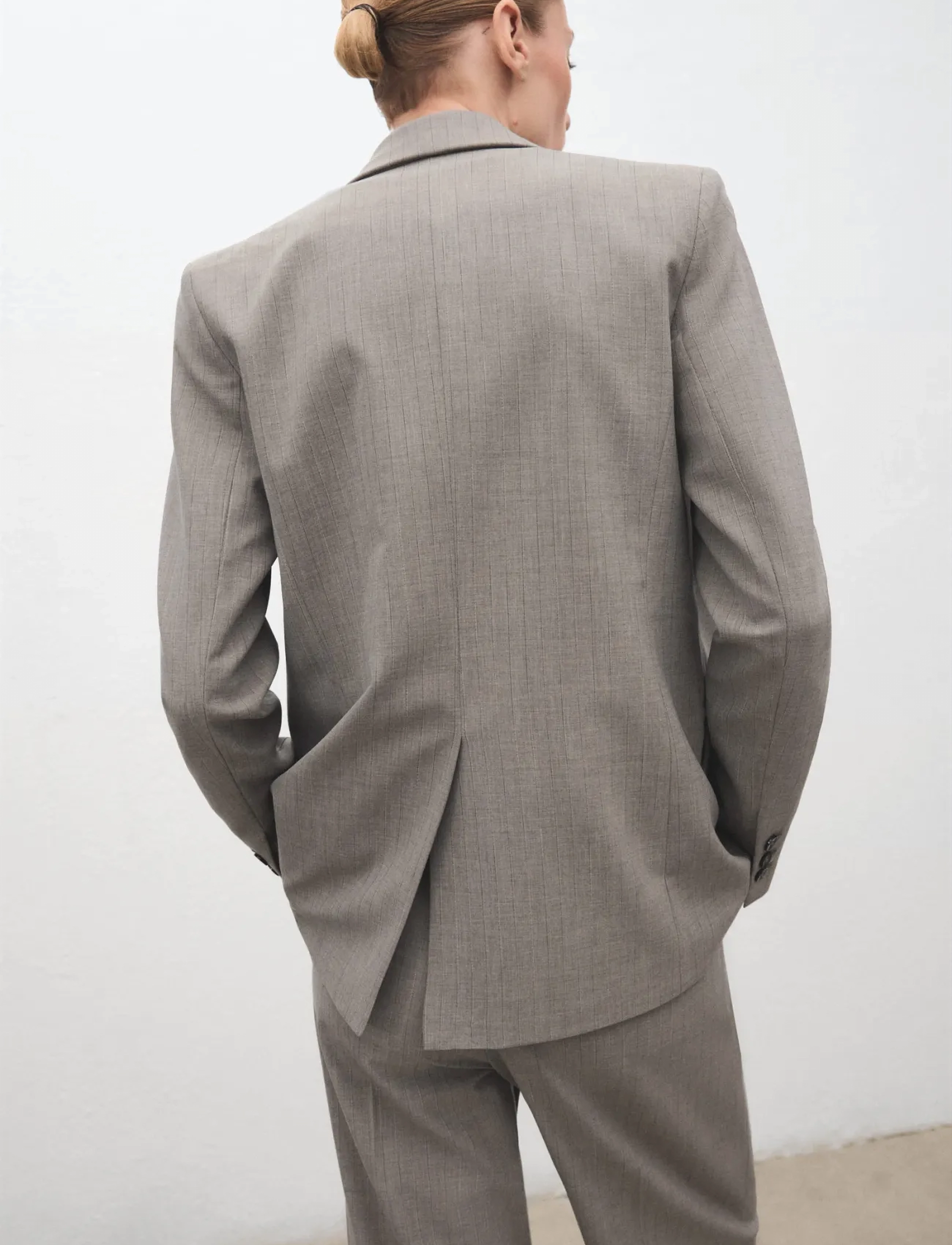 Mango - Double-breasted wool blend blazer - kahes joones nööpidega bleiserid - grey - 2
