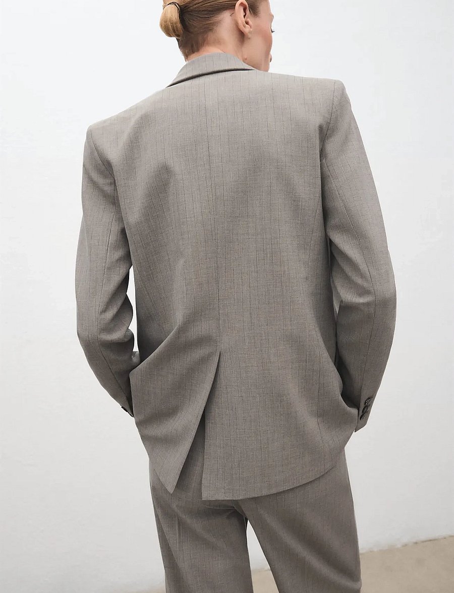 Mango - Double-breasted wool blend blazer - dobbeltradede blazere - grey - 2