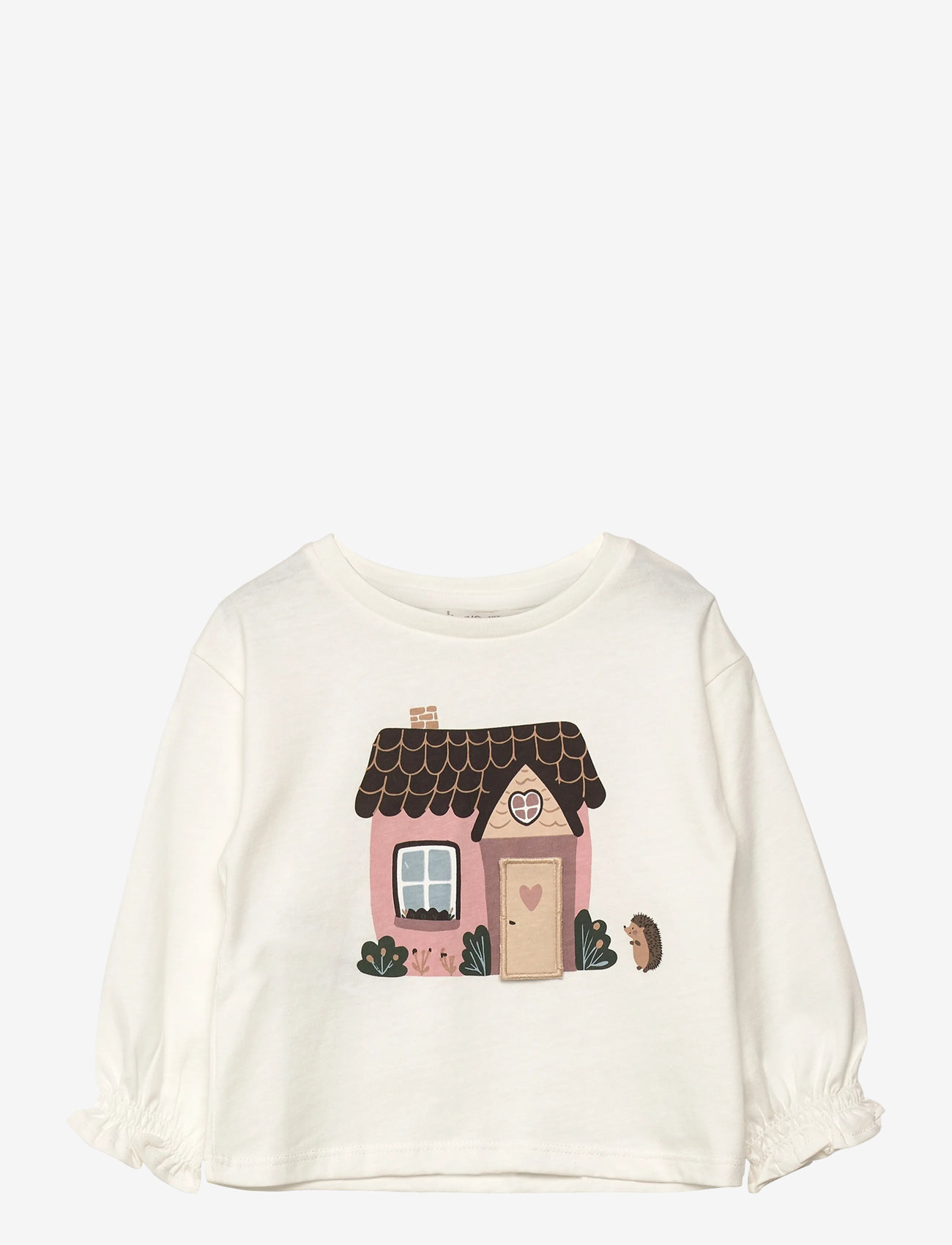 Mango - Printed cotton-blend t-shirt - langärmelig - natural white - 0