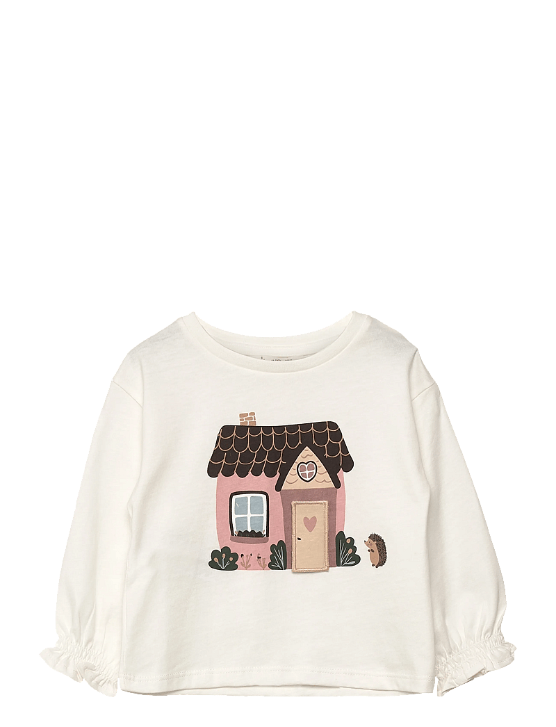 Mango - Printed cotton-blend t-shirt - langärmelig - natural white - 0