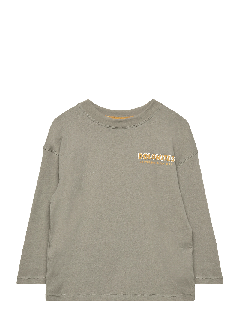 Mango - Printed cotton-blend t-shirt - langærmede t-shirts - medium green - 1