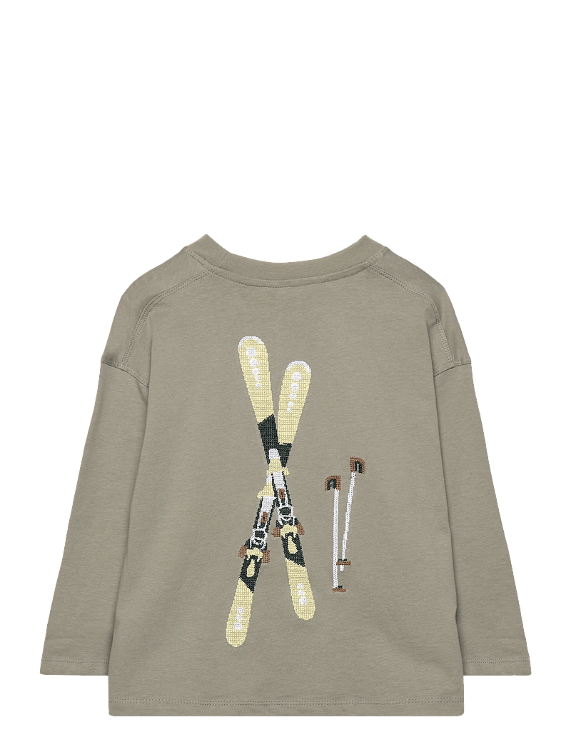 Mango - Printed cotton-blend t-shirt - langærmede t-shirts - medium green - 2