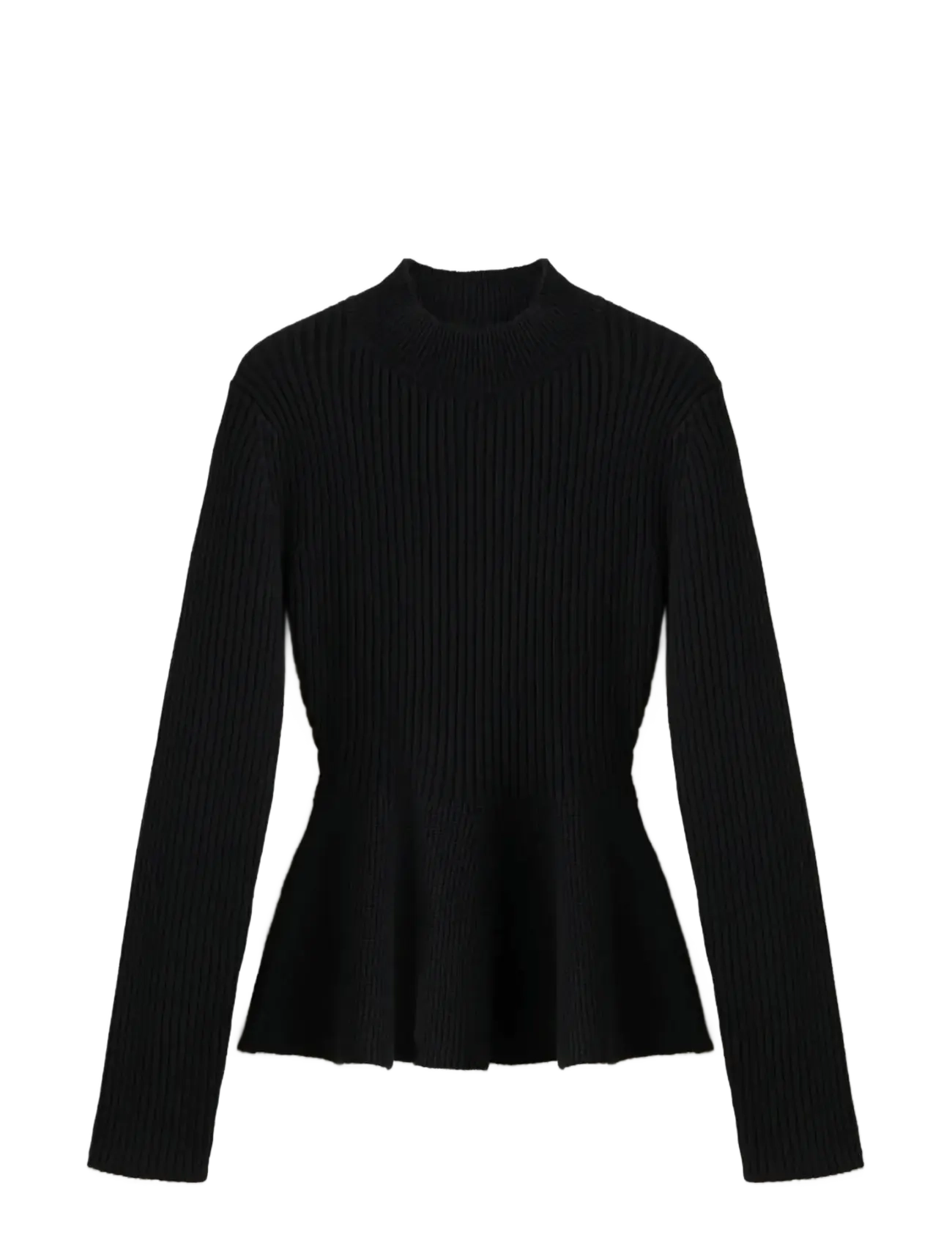 MANGO Ribbed Peplum Pullover Schwarz - S - Damen