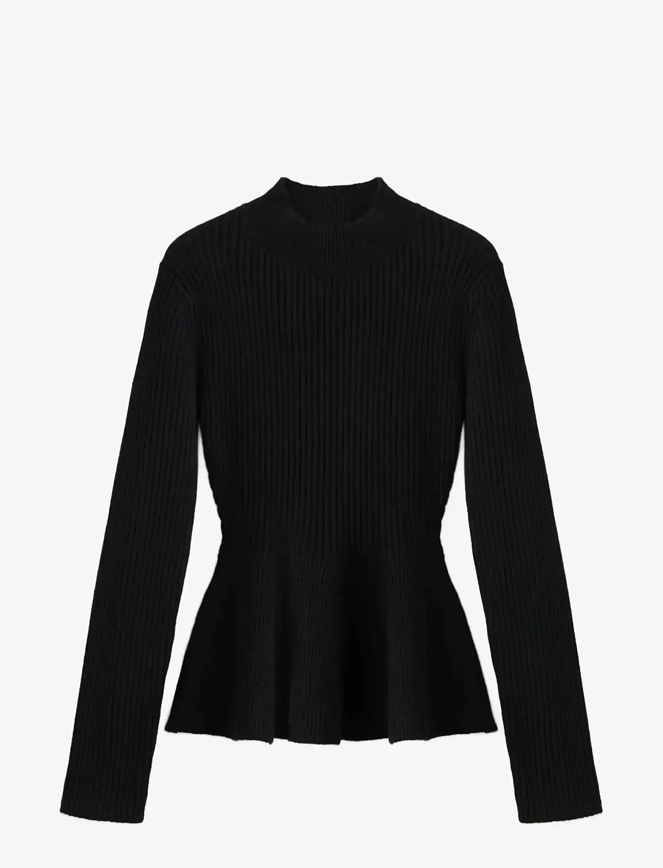 Mango - Ribbed peplum sweater - pitkähihaiset puserot - black - 1
