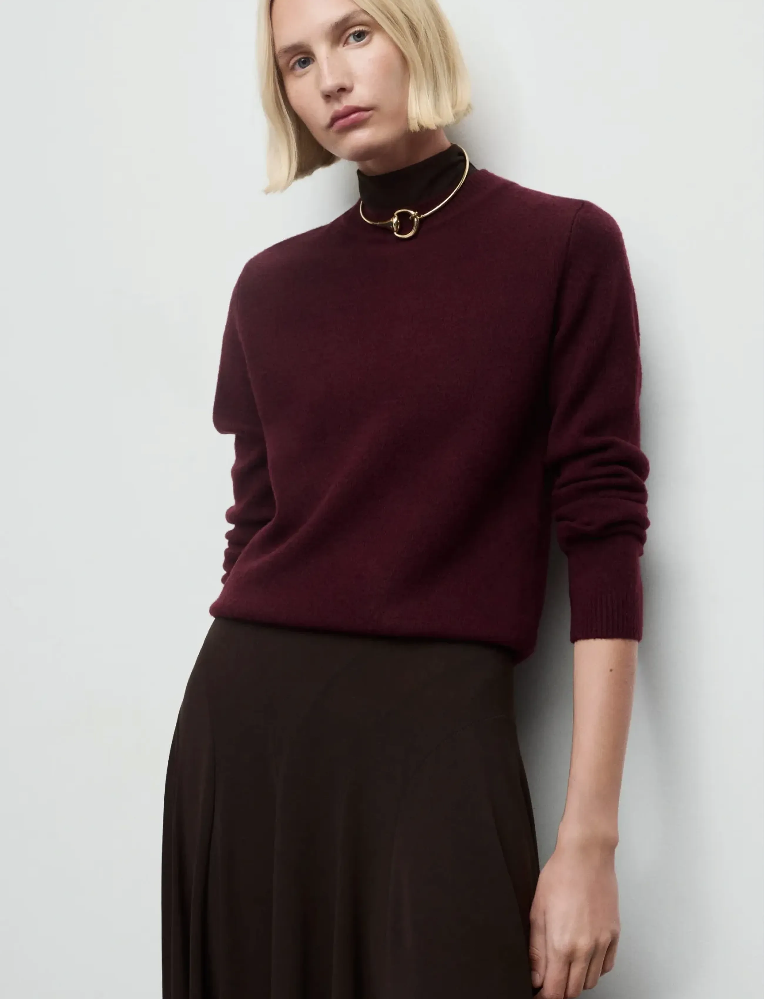 Mango Medium-Knit Sweater, XS, Knitwear, Burgunderrot - Jumpers, Frauen